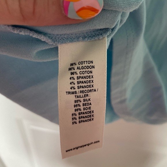 Original Penguin Light Blue Short Sleeve Polo Shirt with White Piping Large - Picture 12 of 13